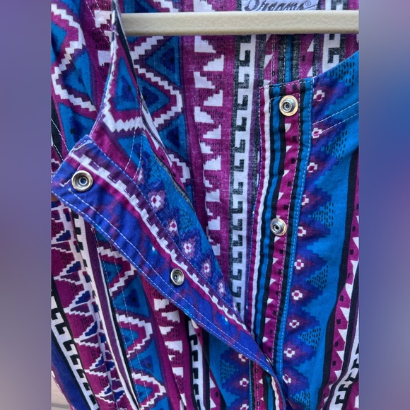 Vintage southwestern blue and purple print romper - Picture 6 of 10